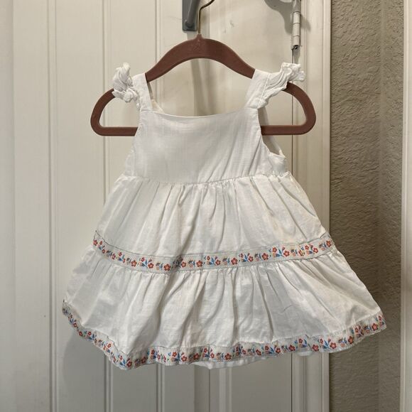 Rachel Zoe White Tiered Floral Trim Sleeveless Baby Girl Dress Size 12M - Picture 1 of 9